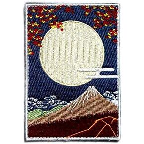 [Japan Import] 100% Embroidery Japan Patch Patches Hokusai Katsushika Ukiyo-e Moonlit Night of Kurofuji A0393