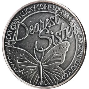 عملة فضية قديمة محظوظة مع فراشة وبرسيم بأربع أوراق للأخت العزيزة in Kuwait