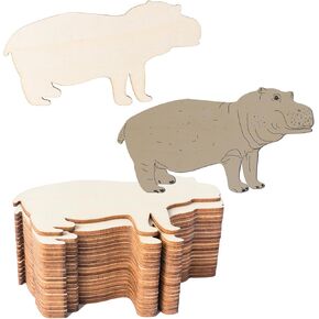 Hippopotamus Wooden DIY Crafts Cutouts Wooden Blank Hippopotamus Wood Wall Art Unfinished Ornaments for Christmas Wedding Birthday Party Decoration 20Pcs.