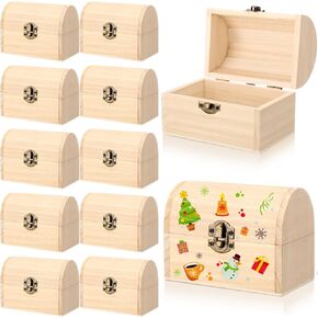20 قطعة صندوق خشبي غير مكتمل صندوق كنز خشبي مع غطاء مفصلي صغير 4.7 × 3.5 × 3.1 بوصة صندوق كنز لتخزين المجوهرات DIY مصنوعات خشبية غير مكتملة لعيد الشكر وعيد الميلاد (الخشب) in Kuwait