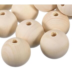 uxcell 12Pcs 50mm Natural Wood Spacer Beads, 8mm Large Hole Unfinished Round Wooden Beads for DIY Crafting, Jewelry Making Bracelets