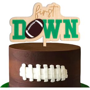 First Year Down Cake Topper - Football One Cake Topper, Sports Theme First Birthday Party Cake Decoration for Anniversary, Baby Shower, Baby Photo Booth Props, Cake Smash…