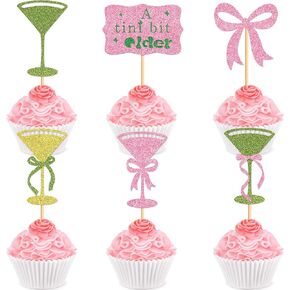 30 Pack Martini Bow Birthday Cupcake Toppers A Tini Bit Older Bow Olive Green Wine Glass Birthday Party Decorations Martini Bachelorette Bridal Shower Party Tini Bar Party Decorations