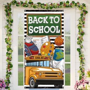 Welcome Back To School Door Cover Back To School Photo Backdrop First 1st Day of School Decorations and Supplies for Home School Classroom