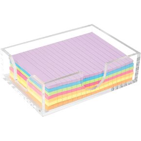 4x6 Acrylic Memo Holder with Sticky Notes, Desk Memo Pad Holder, Clear Sticky Note Dispenser with Adhesive Notepad, 4x6 Acrylic Notepad Holder Desk Organizer for Office Home School (DP027)