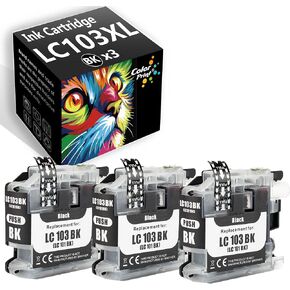 Compatible LC103BK Ink Cartridge Replacement for Brother LC103 XL Black LC103XL LC101BK for MFC-J870DW MFC-J470DW MFC-J450DW MFC-J4310DW MFC-J4410DW MFC J6920DW J475DW Printer (3-Pack)