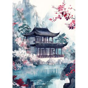 MXJSUA Watercolor Diamond Painting Kits for Adults, 5D Landscape Diamond Art Kits for Beginners, DIY Full Drill Paint with Diamond, Home Wall Decor 12 x 16 Inch