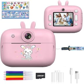 Funducts Kids Camera Instant Print, 1080P Video Camera Toys with No Ink Print Paper & 32G TF Card, Digital Toddler Camera for Kids Girls Boys Age 3-12, Christams Birthday Children's Gifts (Blue)