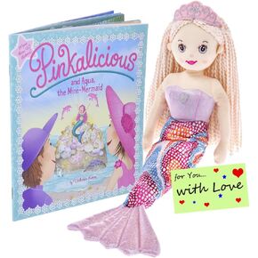 Ganz Girls Mermaid Doll Shelly with Pinkalicious and Aqua, The Mini-Mermaid Book w/Stickers & Gift Tag for Girls who Love Mermaid Adventures in Kuwait