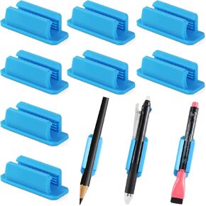 8 Pcs Silicone Pencil Holder, Self Adhesive and Removeable Pen Holder for Desk, Pencil/Marker Holder Clips for Classroom Office Bulletin Board Desk Accessories