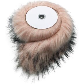 Furryvalley Faux Fur Trim Raccon Fox Fur Ribbon Craft Furry Stripe for Slippers Slides Fringe 2 Yards (Dusty Pink)