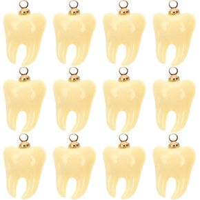 ABOOFAN Tooth Ornament 12Pcs Tooth Shape Pendant Cute Tooth Charms Funny Dangle Charms Statement Jewelry Making Findings for Keychain Earring Necklace Bracelet Making Teeth Jewelry