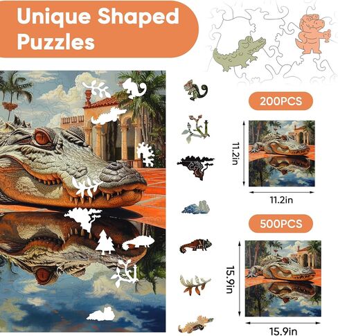 Wooden Puzzles for Adults, Lion Family Jigsaw Puzzles 200 Piece, Unique Shape Puzzles for Adults and Kids, Fun Challenging Puzzles Family Game Gift, Medium Size 10.6 x 11.3 Inches in Saudi Arabia