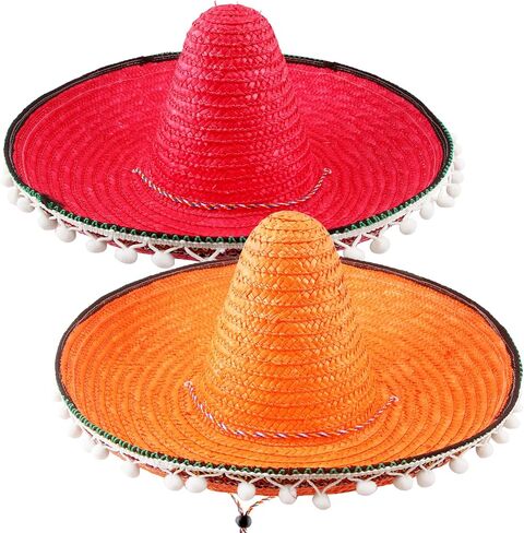 2 Pcs Giant Mexican Sombrero Straw Hat Cinco de Mayo Sombrero Hat Fiesta Sombrero Hat for Adult Teen Mexican Party Favors in Kuwait