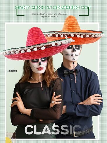 2 Pcs Giant Mexican Sombrero Straw Hat Cinco de Mayo Sombrero Hat Fiesta Sombrero Hat for Adult Teen Mexican Party Favors in Kuwait