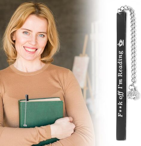 Funny Bookmark Gift, I'm Reading Metal Bookmark Marker Gift with Ruler Readers Bookmark with Tassels Pendant and Gift Box for Bookish Friends Book Lover Bookmark Marker Gifts(Black) in Saudi Arabia