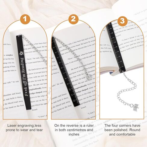 Funny Bookmark Gift, I'm Reading Metal Bookmark Marker Gift with Ruler Readers Bookmark with Tassels Pendant and Gift Box for Bookish Friends Book Lover Bookmark Marker Gifts(Black) in Saudi Arabia