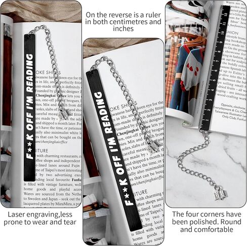 Funny Bookmarks FCK Off I'm Reading, for Women Men Graduation Gifts for Book Lovers Cute Metal Book Marks with Tassel and Ruler Reader Bookworms Reading Present Book Club Gifts(Black) in Saudi Arabia