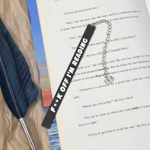 Funny Bookmarks FCK Off I'm Reading, for Women Men Graduation Gifts for Book Lovers Cute Metal Book Marks with Tassel and Ruler Reader Bookworms Reading Present Book Club Gifts(Black) in Saudi Arabia