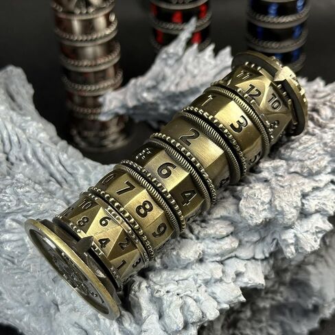 HAOMEJA Metal Spinner Dice 7 في 1 مجموعة نرد DND، نرد الروليت D&D المعدني مع هدية حقيبة عين التنين العشوائية، الزنزانات والتنينات آر بي جي لعب دور النرد (الفضة القديمة) in Kuwait