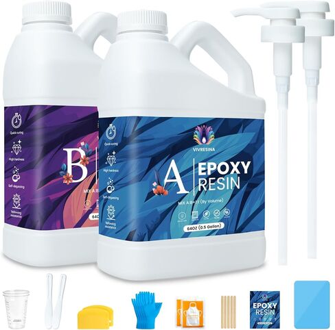 Vivresina Epoxy Resin Kit 1 Gallon, Resina Epoxica with Pump for Crafts in Saudi Arabia