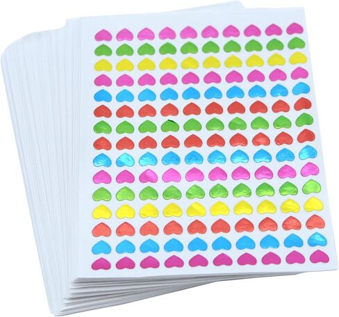 100 Sheets 15000 Pcs Colorful Heart Shape Self Adhesive Stickers, for Scrapbooking and Kid DIY Arts Crafts (10) in Saudi Arabia