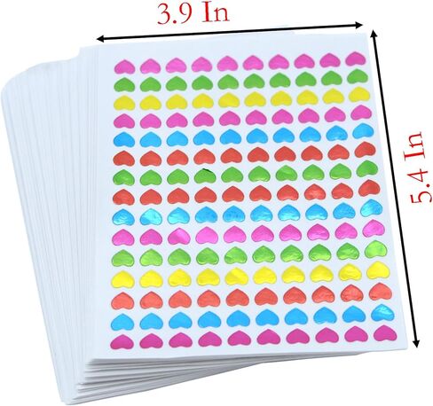 100 Sheets 15000 Pcs Colorful Heart Shape Self Adhesive Stickers, for Scrapbooking and Kid DIY Arts Crafts (10) in Saudi Arabia