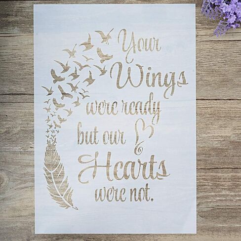 DIY Decorative Wing Feather Stencil Template for Painting on Walls Furniture Crafts (A4 Size) in Saudi Arabia