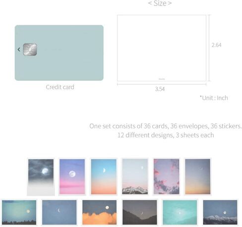 Monolike Day-by-day Card, Moon - Mix 36 Mini Postcards, 36 envelopes, 36 stickers Package in Kuwait