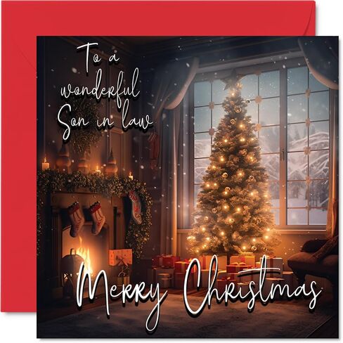 Traditional Happy Christmas Card - Merry Christmas to Aunt - Happy Xmas Christmas Card To Auntie from the whole family, 5.7 x 5.7 Inch Single Merry Christmas Greeting Cards Gift in Kuwait
