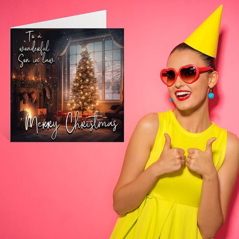 Traditional Happy Christmas Card - Merry Christmas to Aunt - Happy Xmas Christmas Card To Auntie from the whole family, 5.7 x 5.7 Inch Single Merry Christmas Greeting Cards Gift in Kuwait