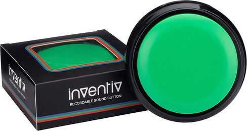 Inventiv 30 Second Custom Recordable Talking Button, Record & Playback Your Own Message, Quality Voice Sound Recorder - 15 Phrase Stickers Included (Green) in Saudi Arabia