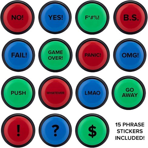 Inventiv 30 Second Custom Recordable Talking Button, Record & Playback Your Own Message, Quality Voice Sound Recorder - 15 Phrase Stickers Included (Green) in Saudi Arabia