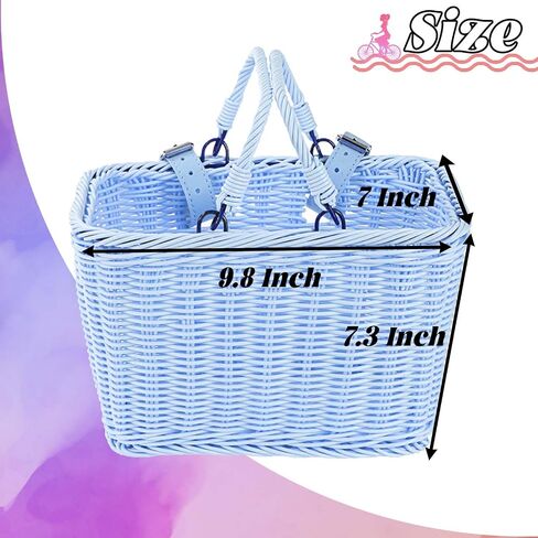 Little World Bike Basket Front Bicycle Bike Baskets for Kids - Handwoven, Detachable Front Handlebar Basket, Ideal for Shopping, Commuting, and Pet Carriers 1 Pack in Saudi Arabia