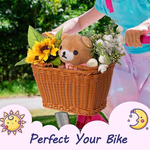 Little World Bike Basket Front Bicycle Bike Baskets for Kids - Handwoven, Detachable Front Handlebar Basket, Ideal for Shopping, Commuting, and Pet Carriers 1 Pack in Saudi Arabia