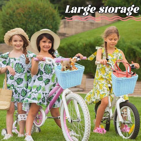 Little World Bike Basket Front Bicycle Bike Baskets for Kids - Handwoven, Detachable Front Handlebar Basket, Ideal for Shopping, Commuting, and Pet Carriers 1 Pack in Saudi Arabia
