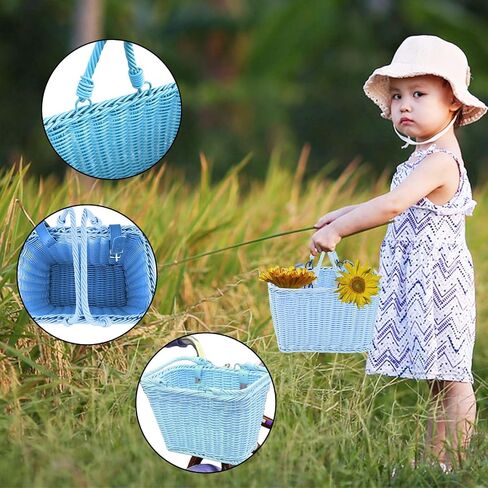 Little World Bike Basket Front Bicycle Bike Baskets for Kids - Handwoven, Detachable Front Handlebar Basket, Ideal for Shopping, Commuting, and Pet Carriers 1 Pack in Saudi Arabia