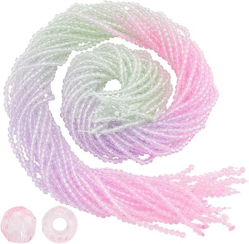 PH PandaHall 3720Pcs 2mm Crystal Faceted Glass Beads, 20 Strands Tiny Loose Spacer Beads Crystal Beads, Small Faceted Gemstone Strands for Bracelets Jewelry Making (Blue Gradient Mix) in Saudi Arabia