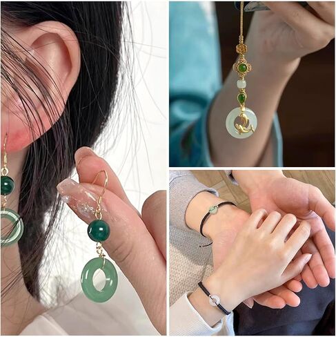 Beadthoven 75Pcs Green Glass Donut Beads 12mm Imitation Jade Crystal Charms for Bracelets Flat Round Disc Circle Ring Large Hole Stone Pendants for Necklace Earrings Jewelry Making DIY Crafts Supplies in Saudi Arabia