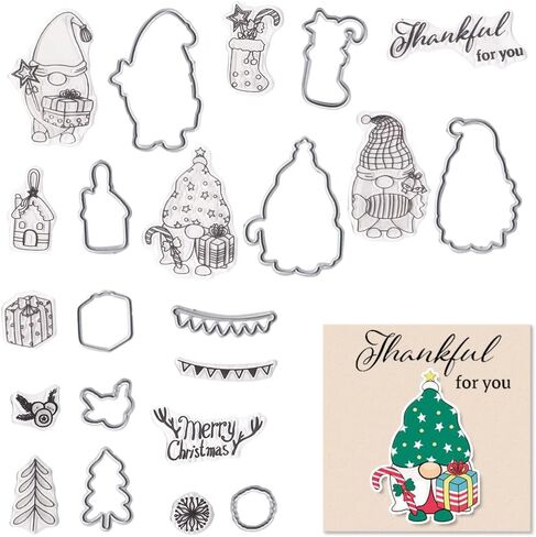 Christmas Cutting Dies with Clear Stamps Christmas Cats Gifts Die Cuts Stamps and Dies for Card Making Words Cutting Dies with Stamps for Christmas DIY Scrapbooking Album Card Photo Craft Decoration in Saudi Arabia