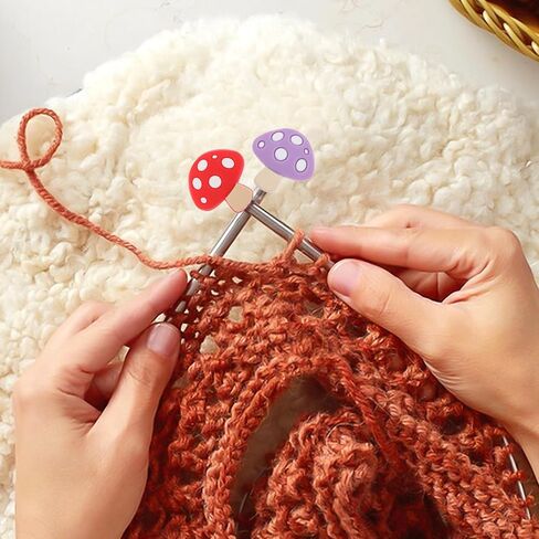 JJUNW 4Pcs Knitting Needle Stoppers, Knitting Accessories and Gadgets, Mushroom Stitch Stoppers Snug Stop, Cute Silicone Knitting Needles Cap for Beginners Knitting Craft DIY Quilting Art(Style A) in Saudi Arabia