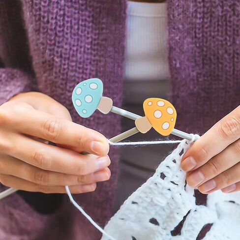 JJUNW 4Pcs Knitting Needle Stoppers, Knitting Accessories and Gadgets, Mushroom Stitch Stoppers Snug Stop, Cute Silicone Knitting Needles Cap for Beginners Knitting Craft DIY Quilting Art(Style A) in Saudi Arabia