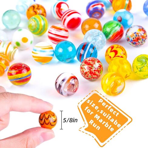 MCPINKY 36PCS Glass Marbles for Kids, Including 31 Colorful Assorted Marbles 5 Glow in The Dark Marbles Marbles Bulk Large Marbles Play Marbles Marble Run Accessories for Boys and Girls in Kuwait