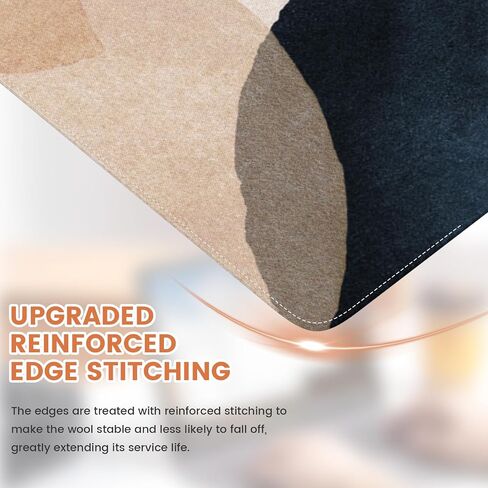 iLeadon Felt Desk Mat, Japanese Sea Wave Large Mouse Pad, No Bad Smell Felt Mouse Pad with Stitched Edges, 3mm Thick 35.4x15.7 inch Felt Desk Pad Mat, Black Mouse Pad for Gaming Work, Black Gold in Saudi Arabia