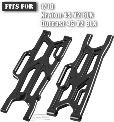 جزء ترقيات أذرع التعليق RC لـ 1/10 Kraton 4x4 4S V2 BLX، Outcast 4X4 4S V2 BLX، أذرع تعليق أمامية وخلفية من سبائك الألومنيوم، 4 قطع، استبدال #ARA330711#ARA330710، أسود in Kuwait