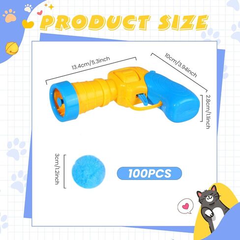YASUOA Cat Ball Launcher,with 100pcs Cat Toy Balls Fun Cat Ball Toy, Interactive Cat ball Emitter, Automatic Cat ball Blaster Toy, Cat ball Game - Perfect Feline Companion Toy (Yellow) in Saudi Arabia