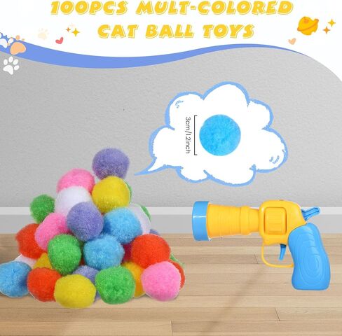 YASUOA Cat Ball Launcher,with 100pcs Cat Toy Balls Fun Cat Ball Toy, Interactive Cat ball Emitter, Automatic Cat ball Blaster Toy, Cat ball Game - Perfect Feline Companion Toy (Yellow) in Saudi Arabia