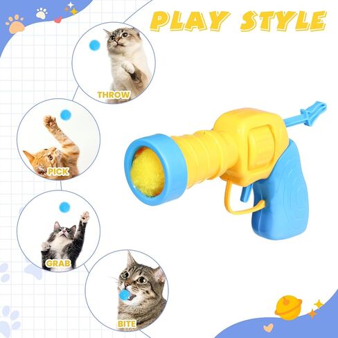 YASUOA Cat Ball Launcher,with 100pcs Cat Toy Balls Fun Cat Ball Toy, Interactive Cat ball Emitter, Automatic Cat ball Blaster Toy, Cat ball Game - Perfect Feline Companion Toy (Yellow) in Saudi Arabia