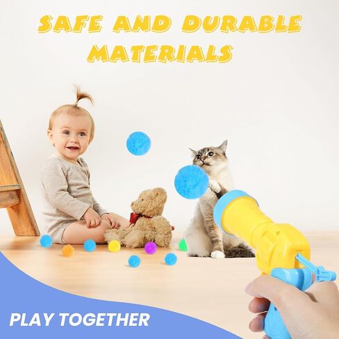 YASUOA Cat Ball Launcher,with 100pcs Cat Toy Balls Fun Cat Ball Toy, Interactive Cat ball Emitter, Automatic Cat ball Blaster Toy, Cat ball Game - Perfect Feline Companion Toy (Yellow) in Saudi Arabia
