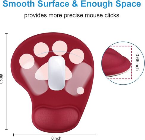 Cat Paw Mouse Pad Wrist Support-3D Cute Mouse Wrist pad with Gel Filled, Ergonomics Game Small Mouse Mat with Comfortable Surface and Non-Slip Base for Office Gift (9x7.6x0.65inch) (Purple) in Kuwait